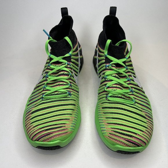 Nike Free Training Flyknit Midtop Men's 13 Watermelon Green Pink Running Shoes - Picture 3 of 10